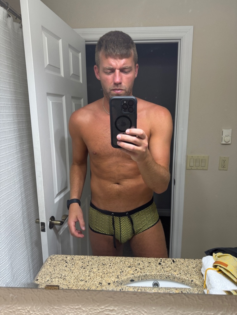 Yellow and Black Zigzag Swim Shorts- 2eros - Picture 3 of 5